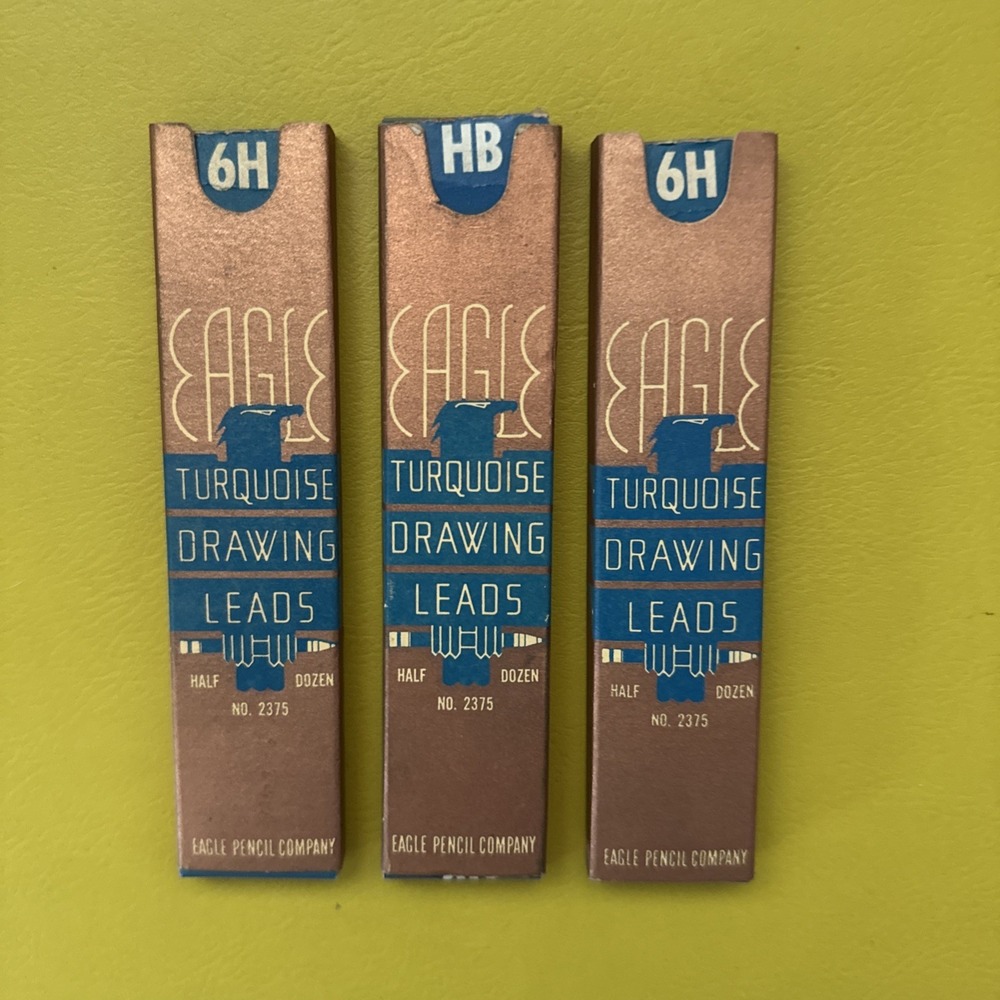 Lot Of Eagle Turquoise Drawing Pencil Leads 6H-11 Leads HB-3 Leads Vtg USA Made